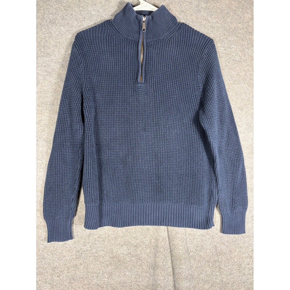 Gap Mens Navy Blue 100% Cotton Textured Knit Crewneck Sweater Size Small